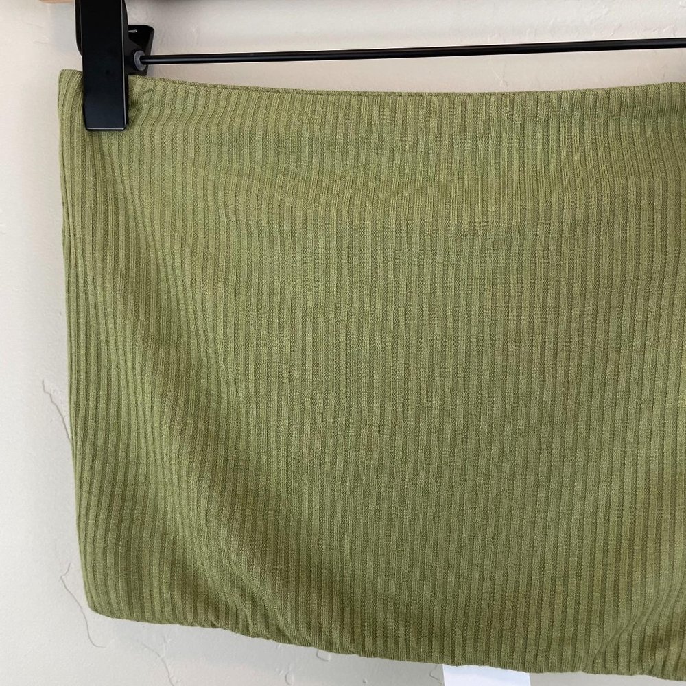 Topshop olive green ribbed lined cropped strapless bandeau tube top 6 or small - Picture 5 of 12
